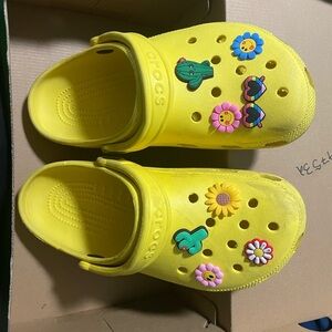 Crocs womens Yellow Clogs with Fun Charms
